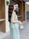 Ingrid 2-Piece Green Embroidered Cheongsam Set
