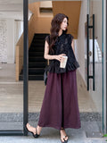 Charm 2-Piece Black Ruffle Cheongsam Set