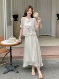 Aquamarine 2-Piece Embroidered Top Cheongsam Set