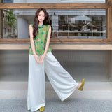 Honored 2-Piece Green Print Cheongsam Set