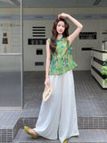 Honored 2-Piece Green Print Cheongsam Set