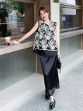 Melinda 2-Piece Black Lace Embroidered Cheongsam Set
