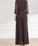 Onyx 2-Piece High Gray Wide-Leg Cheongsam Set