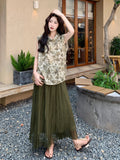Johanna 2-Piece Vintage Print Vest Set Cheongsam