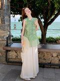 Eva 2-Piece Jacquard Top and Pants Set Cheongsam