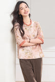 Dame Pink Yellow Pattern Cheongsam Top