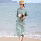 Bryony Luxe Lotus Koi Embroidered Cheongsam Qipao Dress