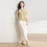 Vesper 2-Piece Green Yellow Pattern Cheongsam Set
