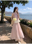 Tulle 2-Piece Dyed Top Cheongsam Set