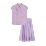 Allegro 2-Piece Light Purple Mist Cheongsam Set