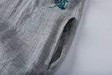 Aster Gray Textured Embroidery Cheongsam Dress