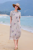 Heloise Immaculate Mandarin Collar Floral Ramie Cheongsam Qipao Dress