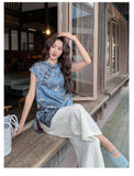 Sabrina 2-Piece Sleeveless Top Set Cheongsam