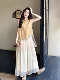 Modiste 2-Piece Embroidered Top and Pants Cheongsam