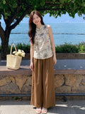 Eira 2-Piece Green Jacquard Vest Set Cheongsam