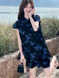 Ulyssia 2-Piece Split T-Shirt Floral Shorts Cheongsam