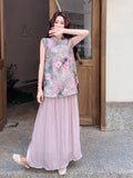 Snowdrop 2-Piece Black Frog Button Cheongsam Set