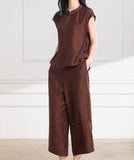 Odette 2-Piece Rose Brown Red Cheongsam Set