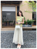 Tigereye 2-Piece Print Frog-Button Cheongsam Set