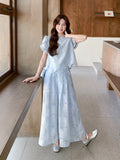 Acme 2-Piece Blue Jacquard Cheongsam Top