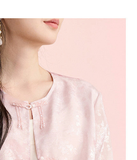 Cosmos Cinnamon Pink Jacquard Cheongsam Coat