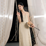 Bella Khaki Lace Slit Cheongsam Dress