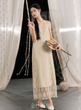Bella Khaki Lace Slit Cheongsam Dress