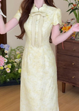 Glimmer Unforgettable Petal Collar Dragonfly Print Cheongsam Qipao Dress