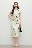 Vega Black Floral Chiffon Cheongsam Dress