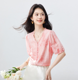 Rita Pink Lace V-Neck Cheongsam Top