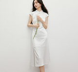 Yuan Sheer Modern Lavender Cheongsam Qipao Dress