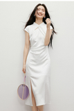 Yuan Sheer Modern Lavender Cheongsam Qipao Dress