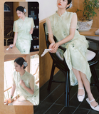 Raya Early Green Flower Cheongsam Top