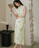 Raya Early Green Flower Cheongsam Top