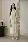 Raya Early Green Flower Cheongsam Top