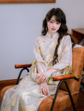 Orchid 2-Piece Light Gold Jacquard Cheongsam