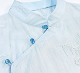 Pansy Light Blue Embroidered Cheongsam Dress