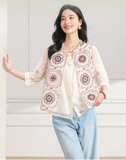 Dara 2-Piece Pink Pattern Cheongsam Top