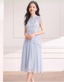 Hematite Light Sky Blue Cheongsam Dress
