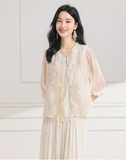 Isabella 2-Piece Rice Blue Floral Cheongsam Top