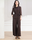 Onyx 2-Piece High Gray Wide-Leg Cheongsam Set