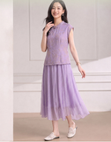 Allegro 2-Piece Light Purple Mist Cheongsam Set