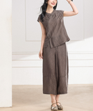 Odette 2-Piece Rose Brown Red Cheongsam Set
