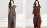 Odette 2-Piece Rose Brown Red Cheongsam Set