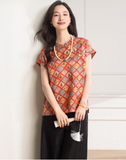 Atelier Red Yellow Jacquard Cheongsam Top