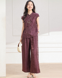 Imogen 2-Piece Plum Purple Khaki Cheongsam Set