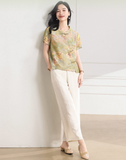Vesper 2-Piece Green Yellow Pattern Cheongsam Set