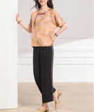 Shimmer 2-Piece Light Green Floral Cheongsam Set