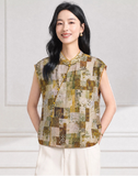 Mara Green Rice Pattern Cheongsam Top