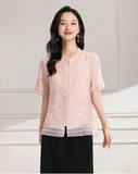 Thora Camellia Pink Modern Cheongsam Top